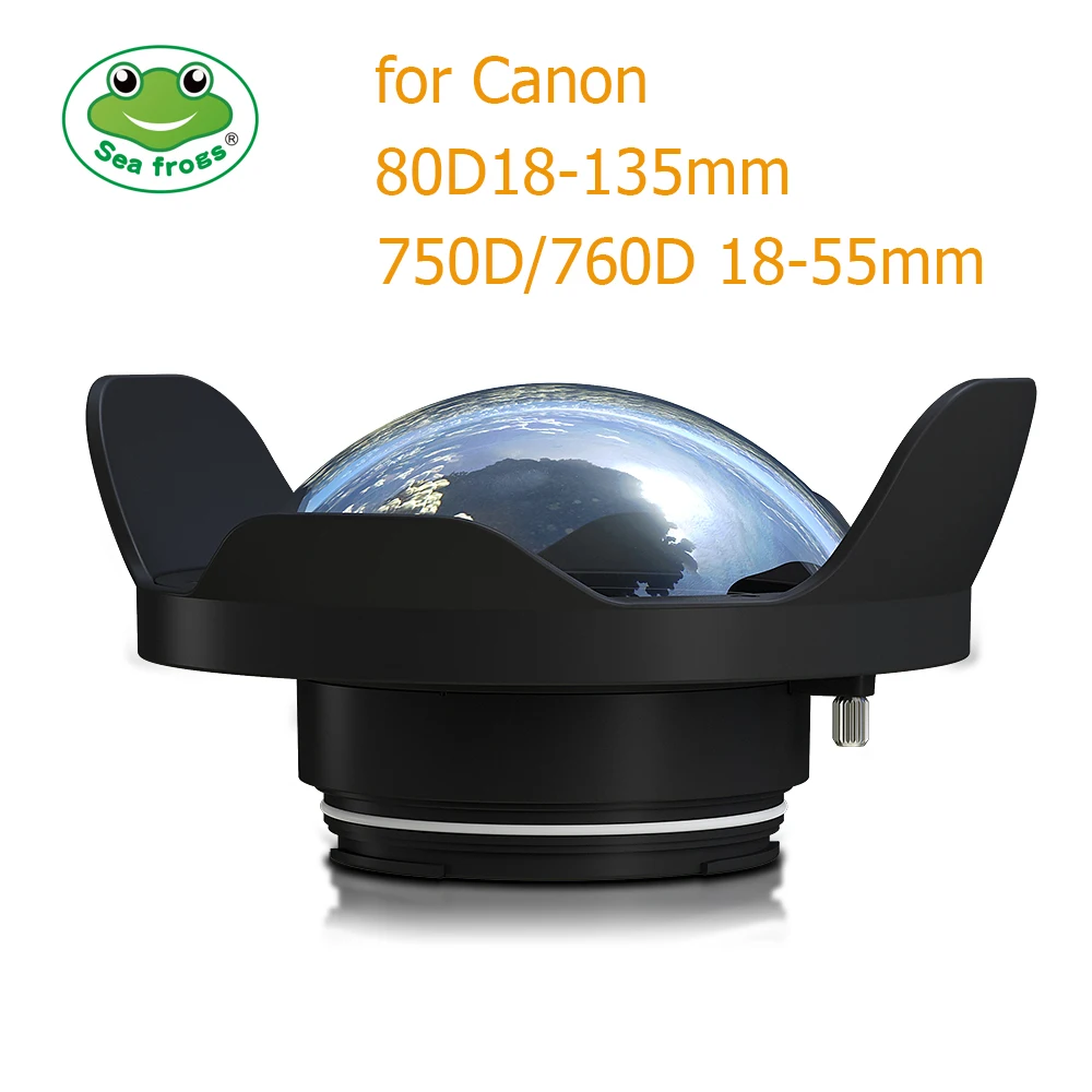 Camera Fisheye Wide Angle Lens Dome Port For Canon 80D 750D 760D Housing Case Underwater 40m Photography Waterproof Filter Hood