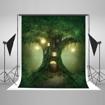 

TR Fairytale Vinyl Backdrops for Photography Green Tree Glitter Dots Background Newborn Kids Birthday Photo Background Backdrops