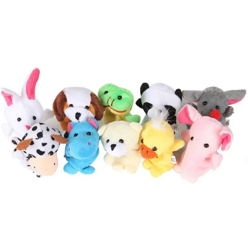 

10Pcs Cartoon Animal Finger Puppets Set Mini Plush Baby Boys Girls Story Telling Hand Cloth Doll Educational Toys