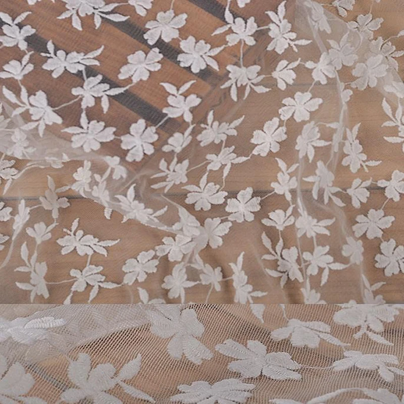 

2 yards 1.2m White embroidery lace fabric wedding fabric net lace