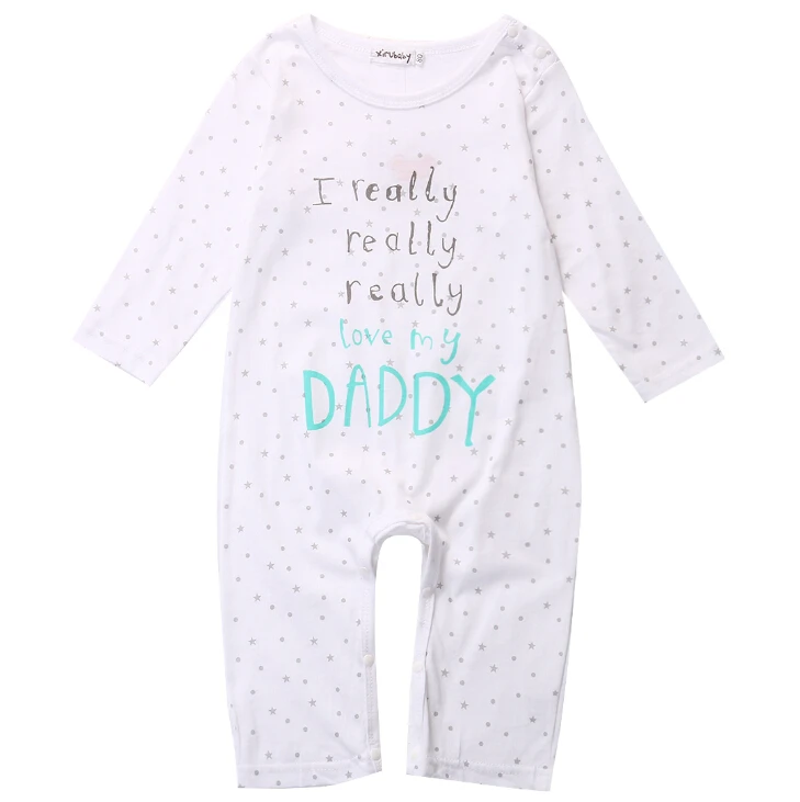 

Toddler Kids Baby Boy Girl I Love Mom Dad Long Sleeve Romper Jumpsuit Bodysuit