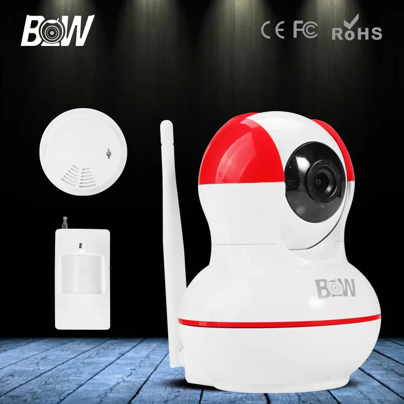 BW HD 720P Dome WiFi IP Camera P2P IR Cut Filter Motion Sensor + Smoke