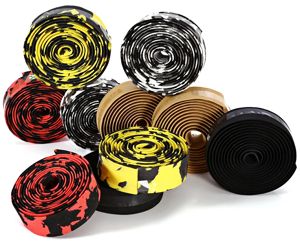 2pcs Cycling Road Bike Cycle Sports Cork Handlebar Handle Bar Ribbon Tape Wrap + 2 Bar Plug