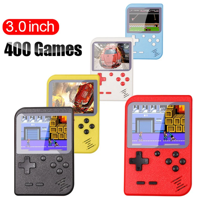 

Retro Portable Mini Handheld Game Console 8-Bit 3.0 Inch Color LCD Kids Color Game Player Built-in 400 games Best Gift 2 Players