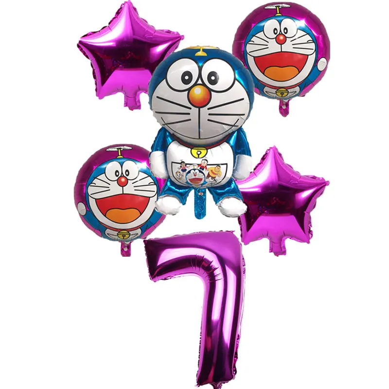 6 шт./компл. Doraemon 32 дюймов воздушные шары с номером музыкальная кошка Круглый гелиевый Свадебный шар Декор с днем рождения принадлежности для вечеринки воздушный шар