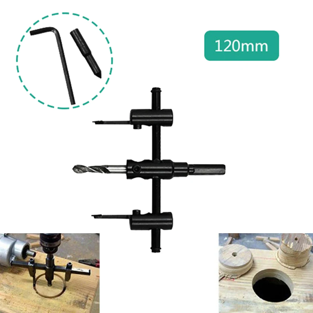 New 120mm 200mm Adjustable Metal Wood Circle Hole Saw Drill Bit Cutter