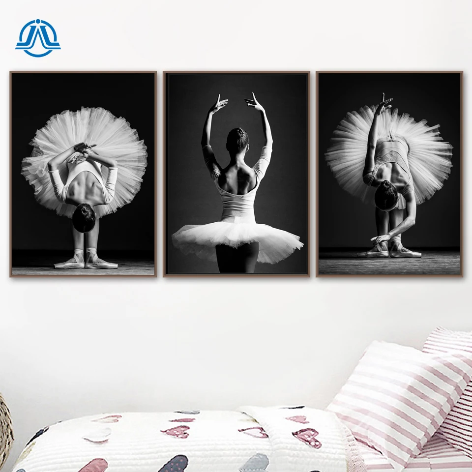 

Black and White Elegant Ballet Dance Poster Prints Photo Nordic Style Girl Portrait Wall Art Pictures Home Decor Canvas Painting