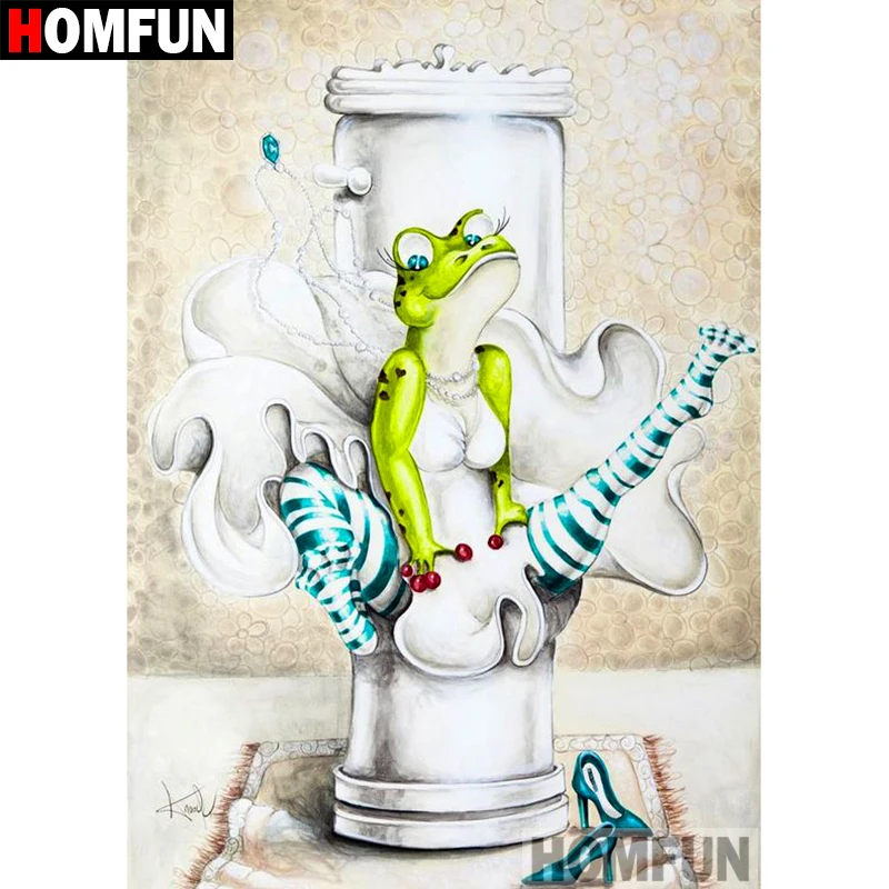 

HOMFUN 5D DIY Diamond Painting Full Square/Round Drill "Toilet frog" 3D Embroidery Cross Stitch gift Home Decor A00625