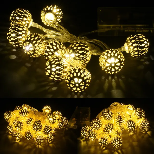 1 2 3m Golden Moroccan Orb Led String Lights Battery Operated With 1 2 3m Golden Moroccan Orb Led String Lights Battery Operated With 10 20 30 Leds Christmas Wedding Decor Light