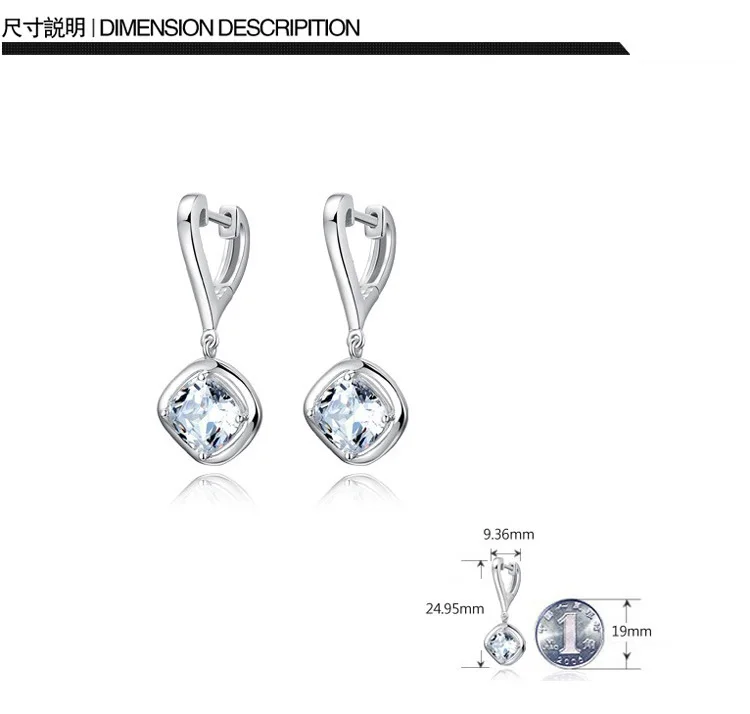 Модные серьги-гвоздики из стерлингового серебра 925 пробы AAA с кристаллами для женщин, ювелирные изделия