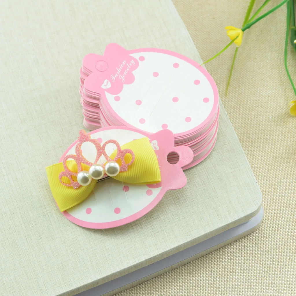 

50 Piece Hair Charm Display Packaging Card Pink Strawberry Hair Clip Hair Claws Hanging Paper Display Cards New Jewelry
