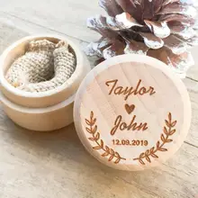 Персонализированные деревенские Свадебные деревянная коробочка для колец Держатель на заказ ваши названия и даты свадебные кольца