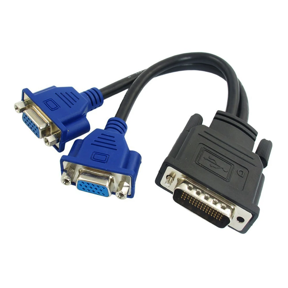 DMS-59 Pin to 2 Dual VGA 15 Female Splitter Adapter Cable Drop Shipping |