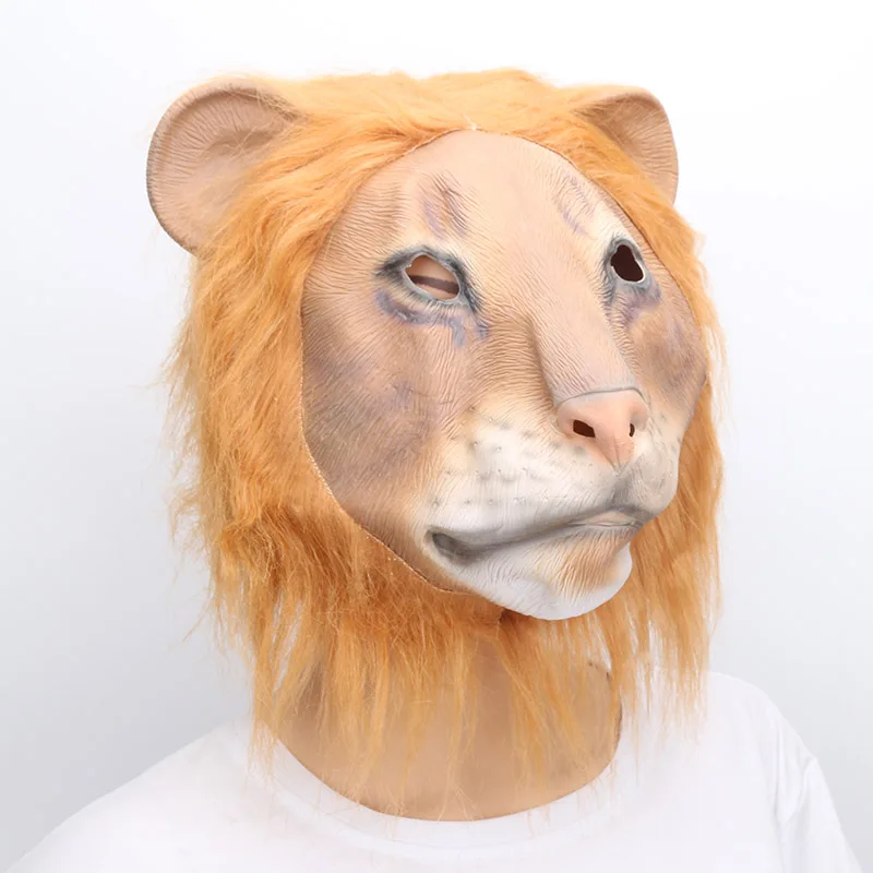 

Lion Head Masks Animal Full Latex Cos Lion Masquerade Birthday Party Face Mask Fancy Dress Halloween Props