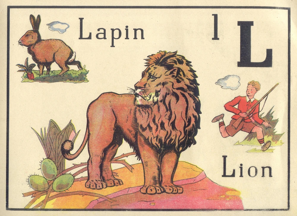 Vintage Animal Abc Book Alphabet Letters Education Card Retro Poster