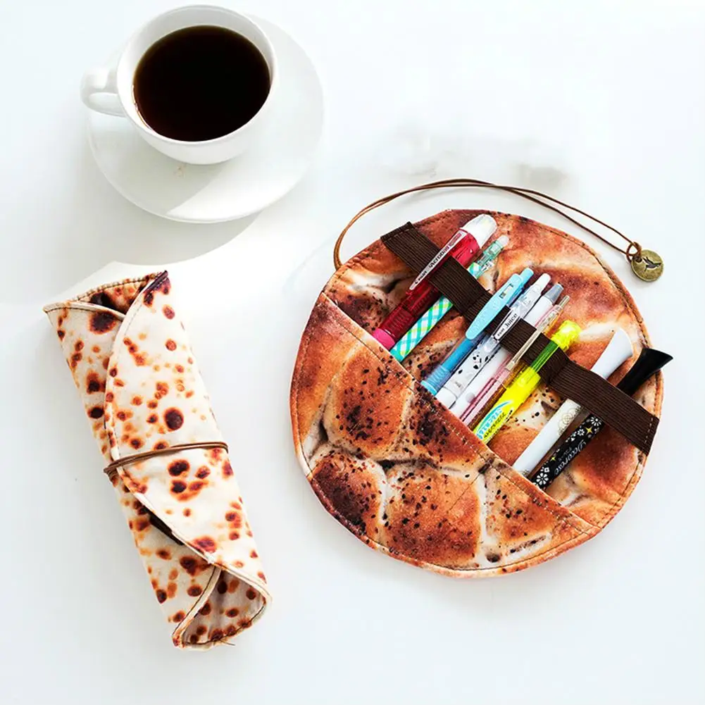 

Round Burrito Cosmetic Makeup Brushes Pencil Bag Stationery Storage Bag Tortilla Throwing Blanket Funny For Dropshipping