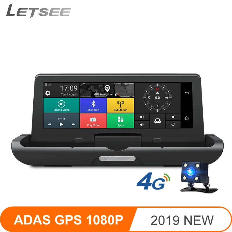 

Letsee 2019 Car DVR Camera Android 5.1 ADAS 4G video recorder FHD 1080P WiFi GPS 7.84" Touch Dash Cam Registrar ROM 16GB