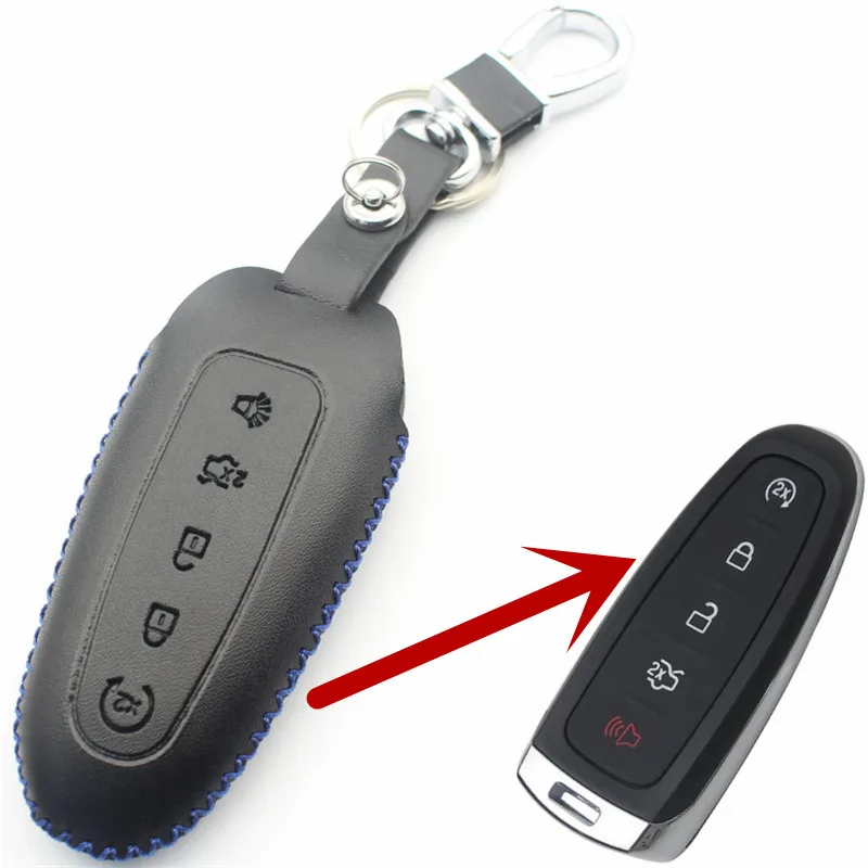 FLYBETTER натуральная кожа 5 Кнопка смарт ключ чехол для Ford Edge/Explorer/Escape/Flex автомобилей Стайлинг L36