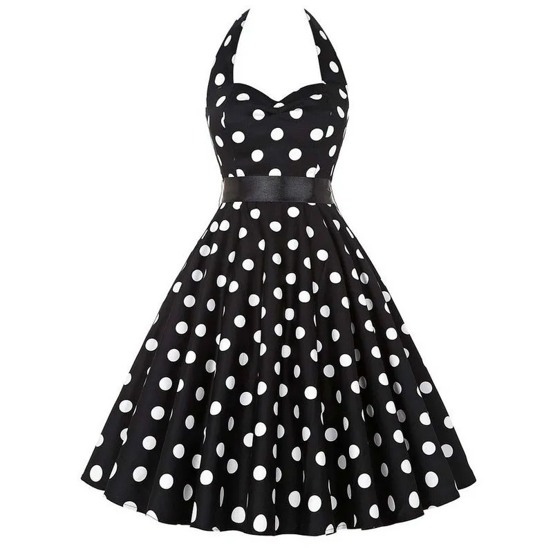 

Plus Size Polka Dot Dress Women Vintage Swing Belt Holder 50 S 60 S Rockabilly Prom Party Clothes Retro Feminino Vestidos