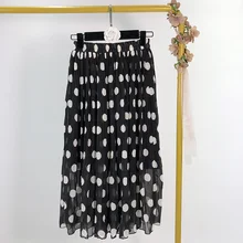 Плиссированная юбка в горошек с принтом в стиле ретро для девочек