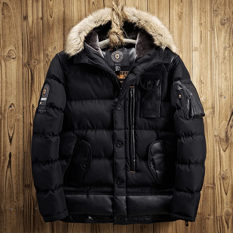 Мужская зимняя куртка на молнии теплая парка из полиэстера с капюшоном|winter jacket