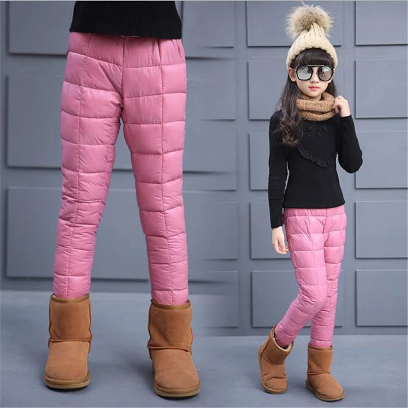 Зимняя теплая детская одежда; Детские хлопковые леггинсы на пуху для девочек и мальчиков; плотные ботинки; брюки с эластичной резинкой на талии; брюки для девочек