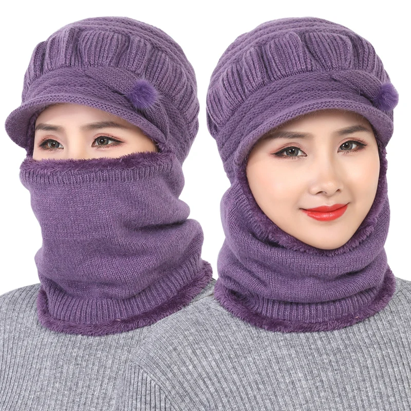 Зимние шапки Skullies Beanies шапка зимние для женщин шерстяной шарф Балаклава маска Gorras