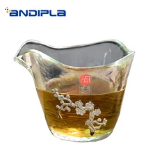 220 мл японский стиль импорт термостойкие толстые прозрачные стеклянные сливы цветок ярмарка чашка ручной работы искусство Китайский кунг-фу чайная кружка