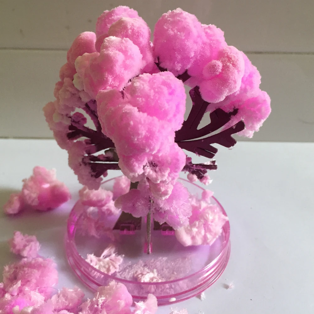 

10PCS 2019 9Hx8Wcm Visual Mini Artificial Paper Sakura Trees Magic Growing Tree Japan Desktop Cherry Blossom Toys For Children