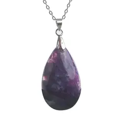 Ожерелья и подвески натуральный камень для женщин мужчин Фиолетовый Charoite капли воды кулон