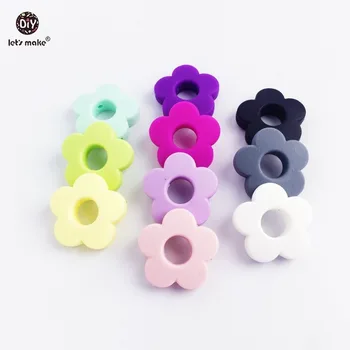 

Let's Make Silicone Beads Flower Holes 50pc Silicone Flower Small 2.5cm DIY Crafts Teething Beads Candy Color DIY Making Beads