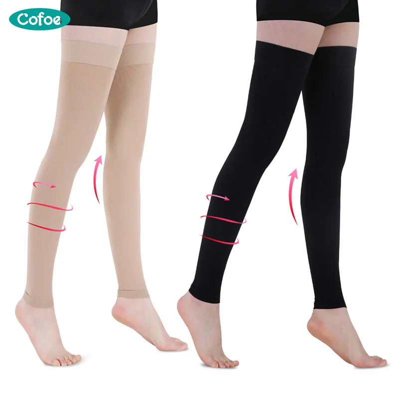 

Cofoe A Pair Compression Stockings Varicose Veins Socks 23-32mmHg Pressure Level 2 Thigh Medical Anti-Fatigue Socks Unisex