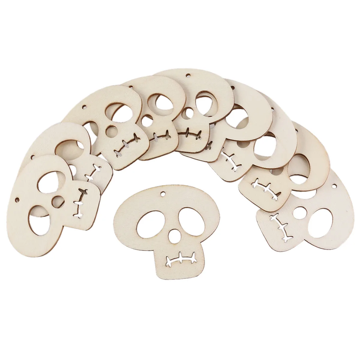 10pcs wooden embellishments halloween decoration skull pattern pendant with hemp ropeschina mainland