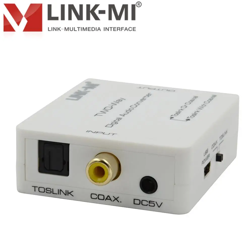 LINK-MI LM-DA03 цифровой 2-полосная аудио конвертер поддерживает двухполосный единицы измерения: коаксиальный или Toslink коаксиальный кабель