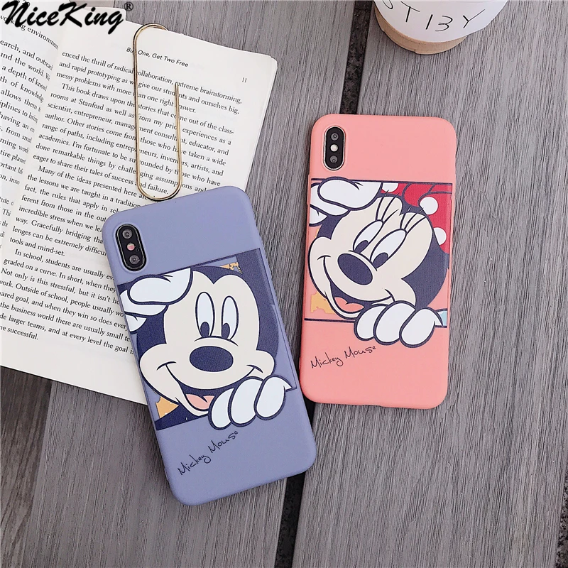 

Niceking Matte Phone Cases For iPhone X XR XS XS MAX Cute Cartoon Mickey Mouse Soft TPU Case For iPhone 6 6S 7 8 Plus Back Cover