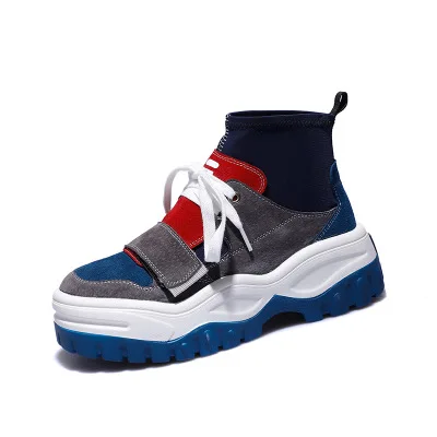 

Dropshipping High Top Sneakers Women Breathable Wedges Ladies Platform Female footwear Black Walking Trainers Shoes