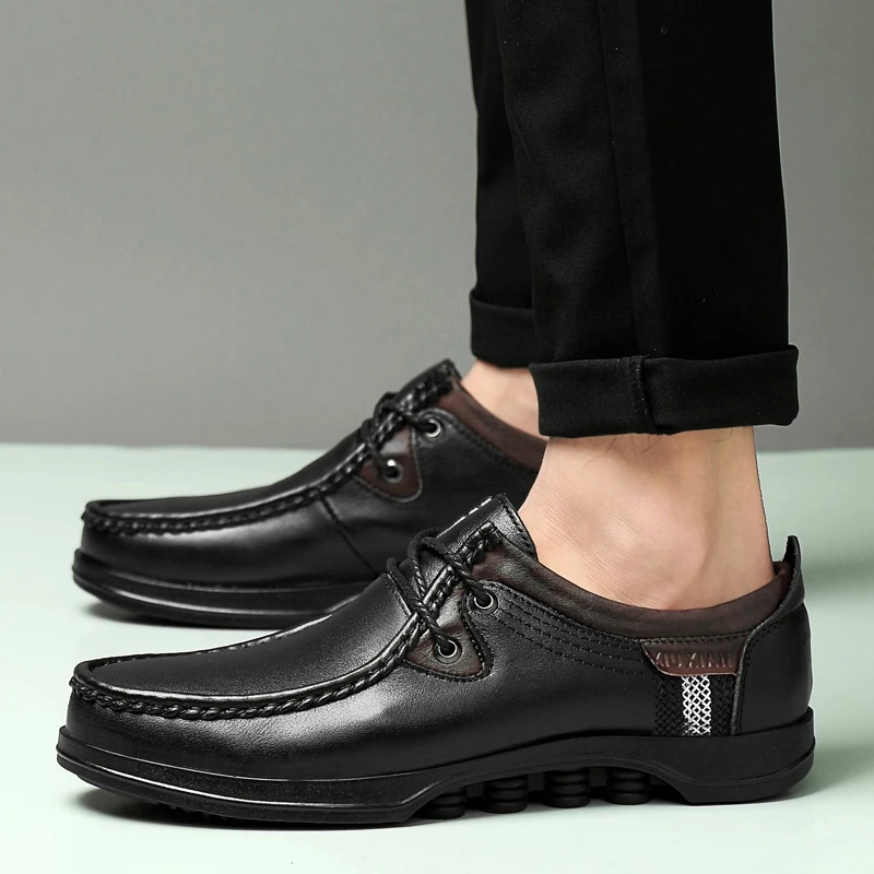Vosonca Men Shoes Genuine Leather Shoes Men Flats High Quality Casual Shoes Classic Comfortable Men Loafers