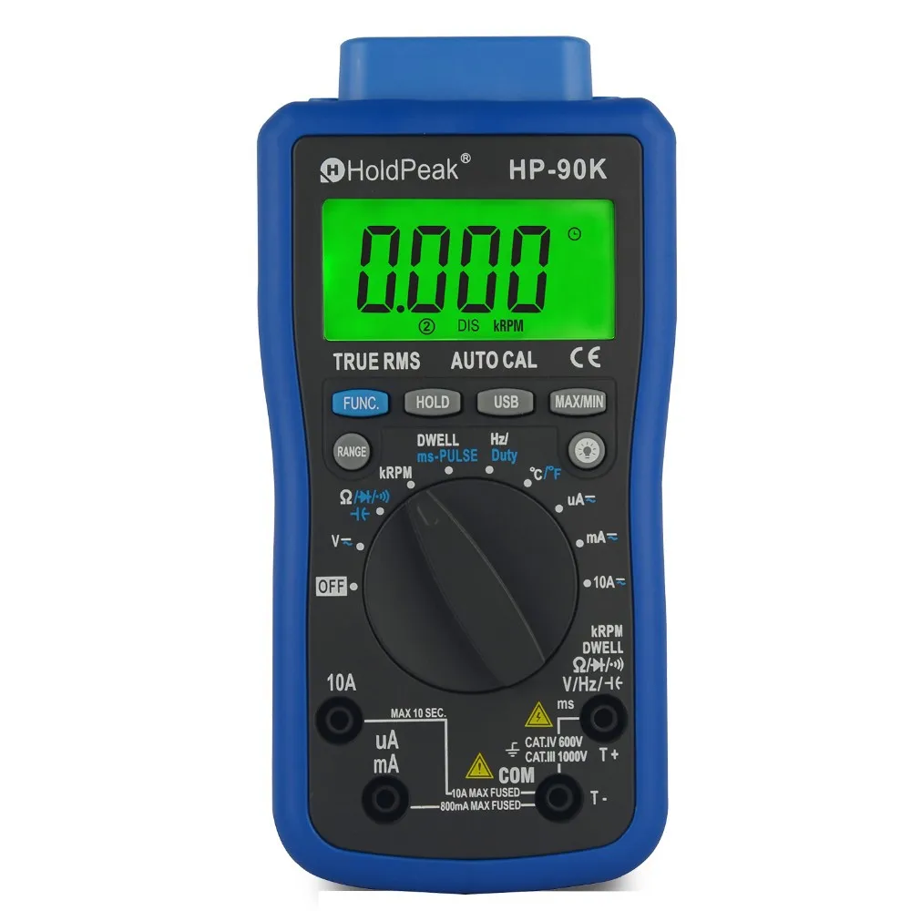 

Engine Analyzer Tester HoldPeak HP-90K Auto Range Digital Multimeter / Car Diagnostic Tool with Data Output by USB