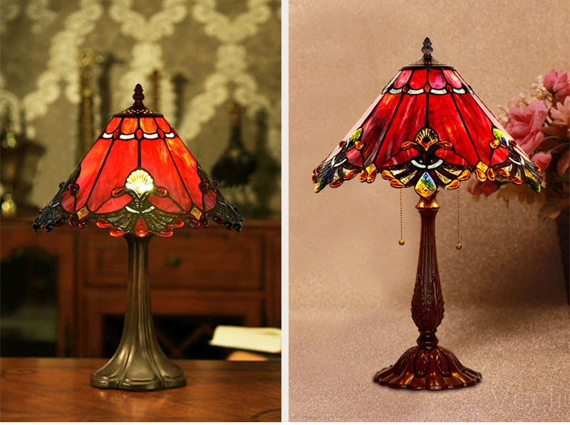 Витражи для дома в стиле арт-деко Tiffanylamp, большие винтажные Роскошные Настольные лампы для спальни, гостиной, офиса, украшения