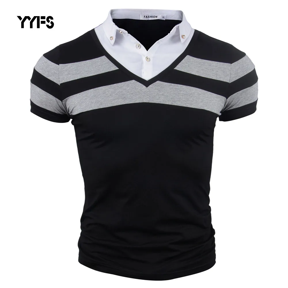 

YYFS Brand T-shirt Cotton Shirt collar men's T-shirts High Quality Summer Short Sleeve Tees Man Turn-down Collar T shirt Tops