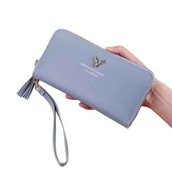 

Women Lady Wallets Long Handbag Zipper Purses Bag Deer Pattern For Coin Money Cards AB@W3