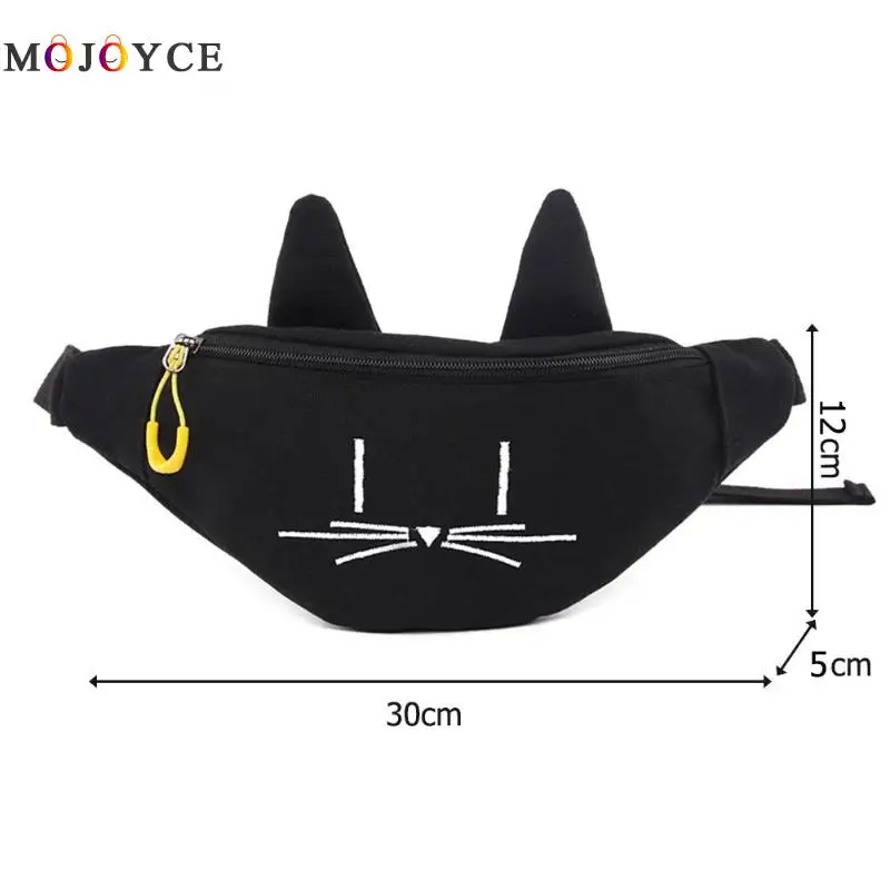 Женская поясная сумка с милым рисунком кота из мультфильма, холщовая поясная сумка, модная женская поясная сумка