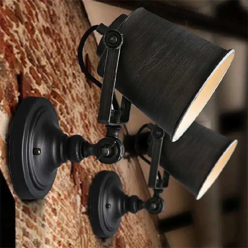 

LOFT Industrial American Iron Wall Lamps Restaurant Balcony Cafe Bar Wall Lights Retro Nordic Corridor Adjustable Sconce Light