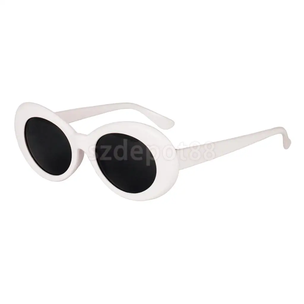 New Design Fashion Retro Clout Goggles Women Glasses Oval Bold Mod Thick Framed Sunglasses White For Outdoor