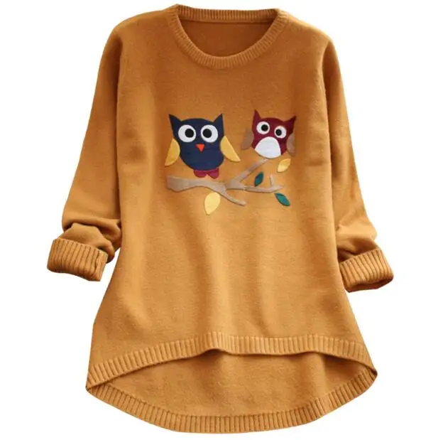 

Women Knitted Sweater O Neck Pullovers 2018 Autumn Winter Sweaters Cartoon Long Sleeve Sweater Knitwear Loose Sweaters Knitting