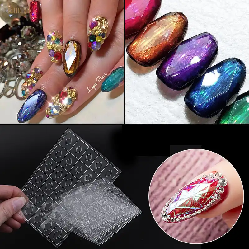 新 2 枚ネイルアート宝石ステッカー Diy ガイドネイル印刷型 Uv ジェルアクリルネイルアートの装飾のヒントマニキュアサロンツール Stickers Decals Aliexpress