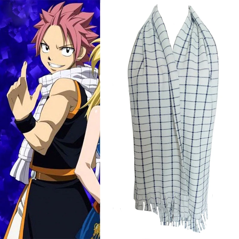 Феи хвост Natsu Dragneel косплей костюм черный и белый шарф/глушитель длинный 180 см|white