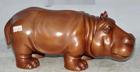 

bi002789 China pure purple copper Animal Hippo Hippopotamus River Horse behemoth Statue