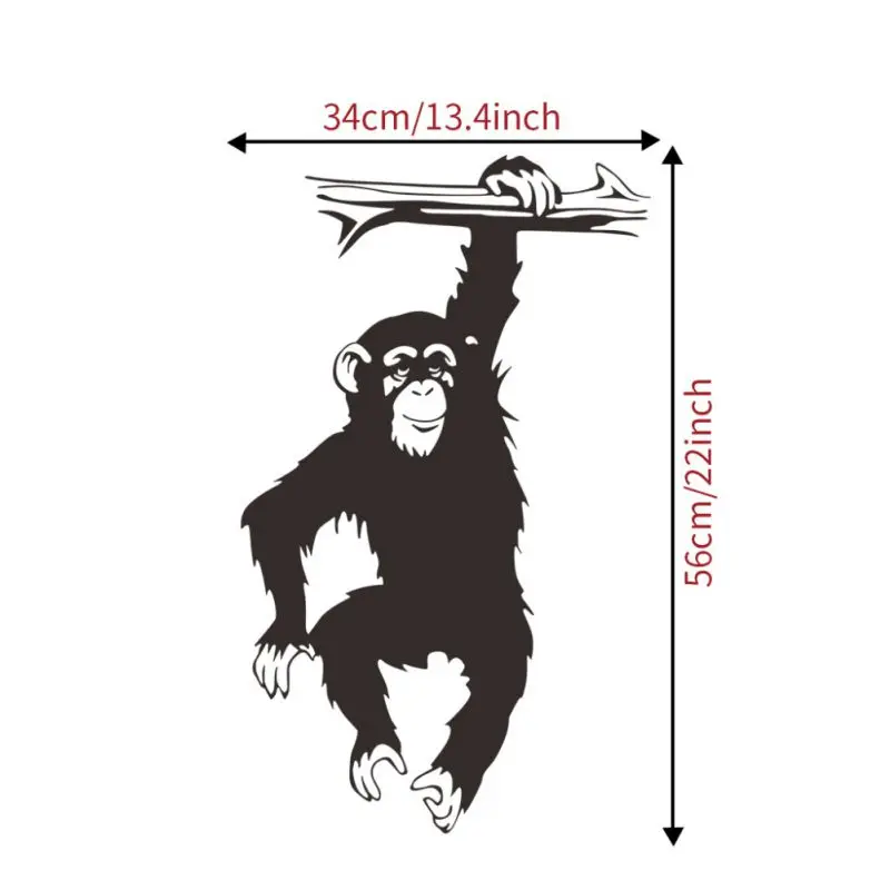 Черные наклейки на стену с обезьяной гориллой, ПВХ, самоклеющиеся наклейки на стену для гостиной, спальни