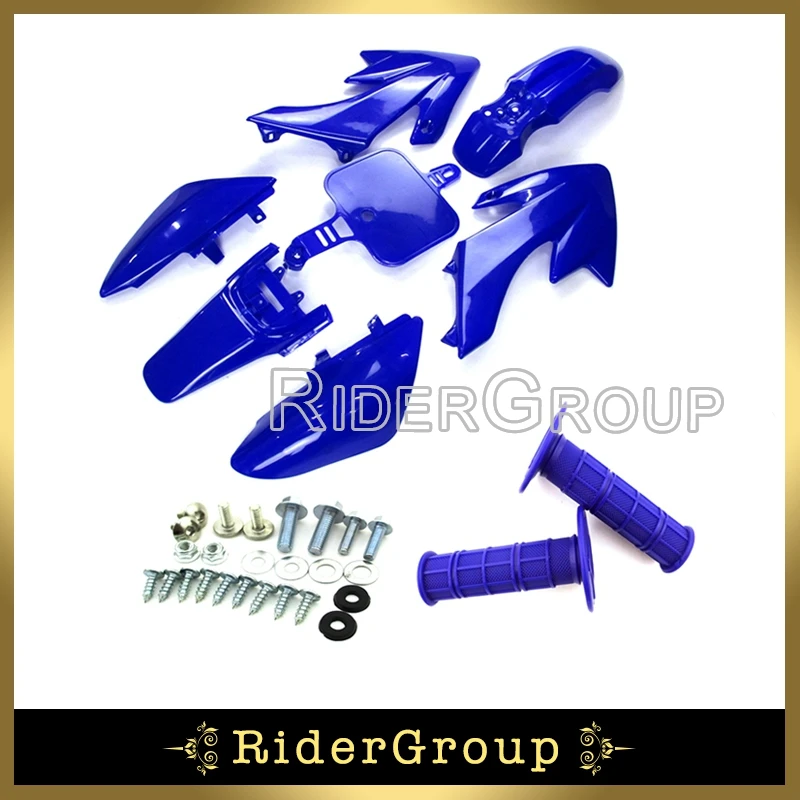 Blue Plastic Fairing Body Fender Kits Mounting Screws Throttle Handle Grips For Honda XR50 CRF50 Pit Dirt Trail Motor Bike